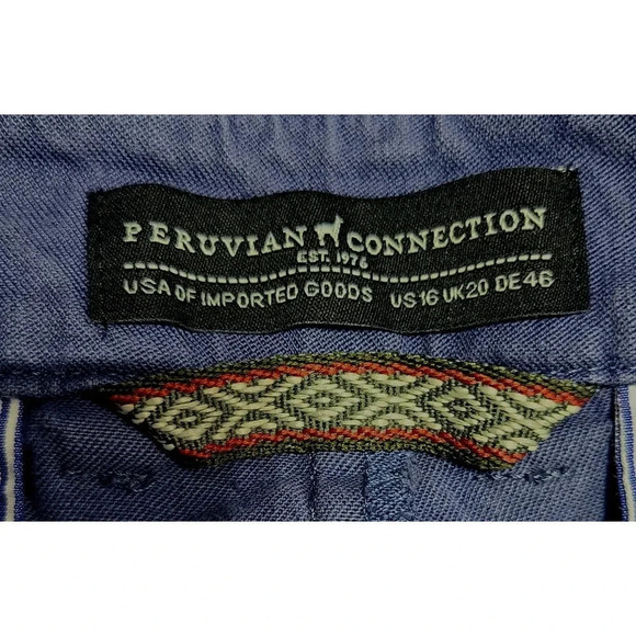 Peruvian Connection Cropped Pants Slacks Women's Size 16 Blue Casual Linen Blend - Picture 3 of 4